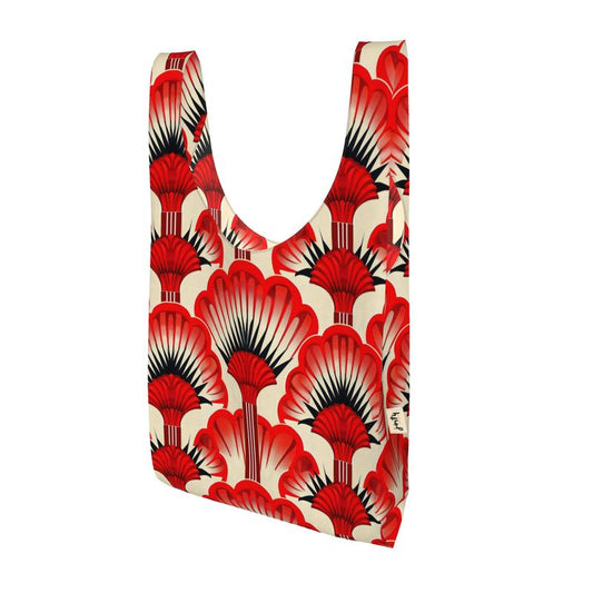 Parachute Shopper Bag, Red Feather Fans - Jinty Designs