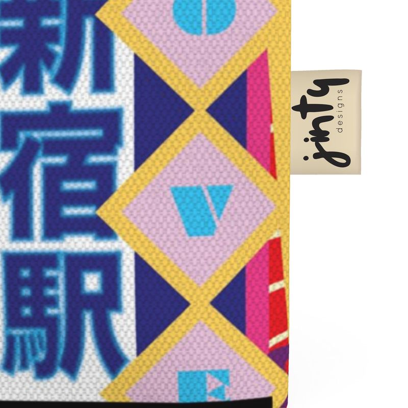 Organic Cotton Mini Tote Bag, Shinjuku Neon - Jinty Designs