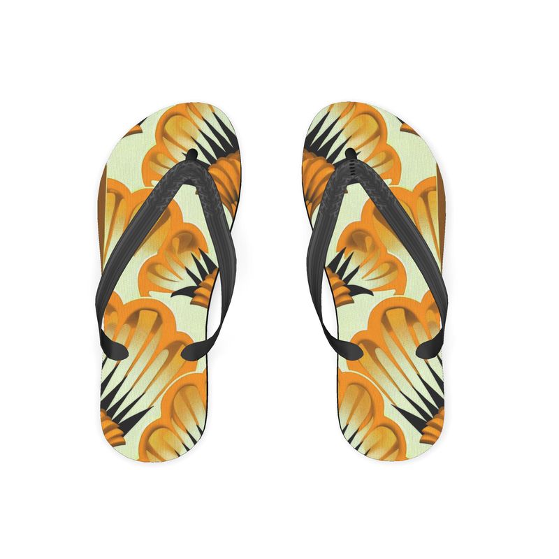 Flip Flops, Yellow Feather Fans - Jinty Designs
