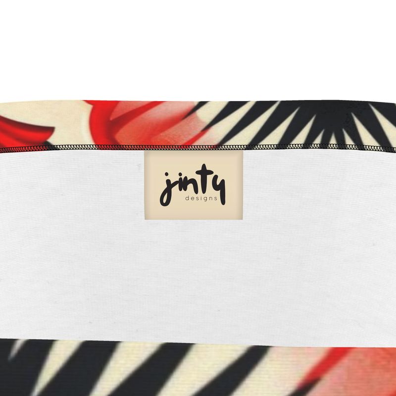 Bandeau Swimsuit, Red Feather Fans - Jinty Designs