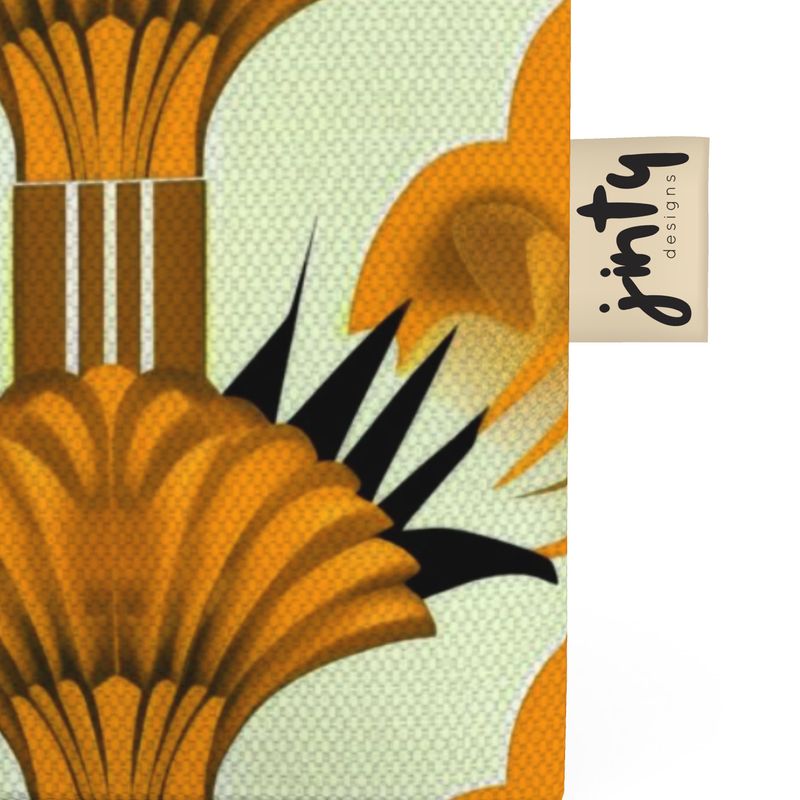 Organic Cotton Mini Tote Bag, Yellow Feather Fans - Jinty Designs