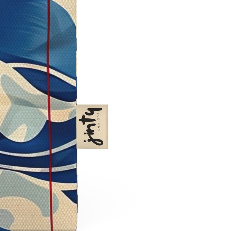 Organic Cotton Tote Bag, Blue Waves with Red Line - Jinty Designs