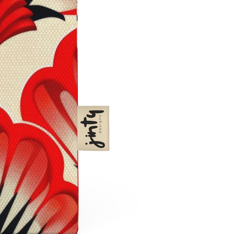 Organic Cotton Tote Bag, Red Feather Fans - Jinty Designs