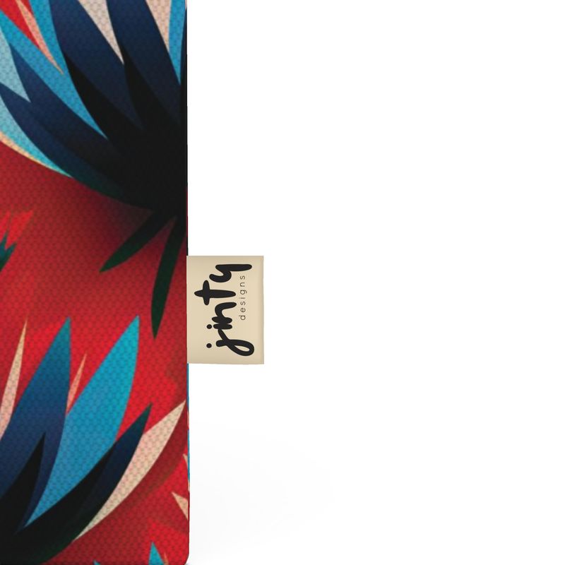 Organic Cotton Tote Bag, Abstract Red and Blue Thistle - Jinty Designs