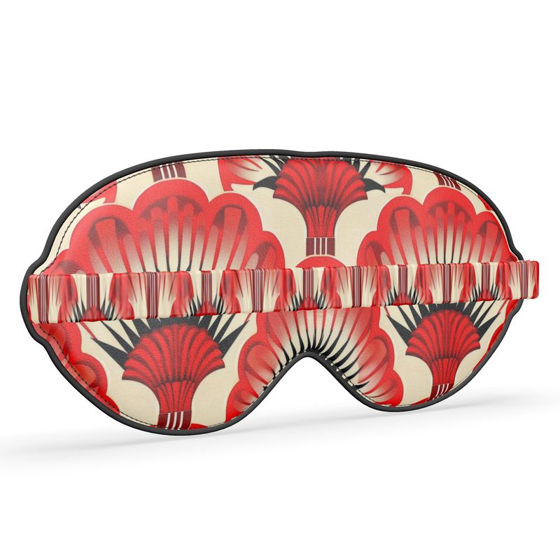 Luxury Silk Eyemask, Red Feather Fans - Jinty Designs