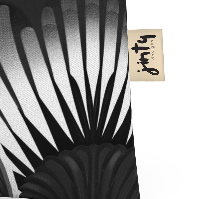 Mini Tote in Neoprene, Black and White Feather Fans - Jinty Designs