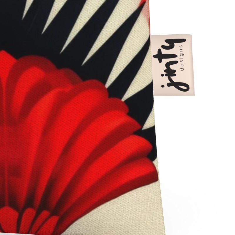 Mini Tote in Neoprene - Red Feather Fans - Jinty Designs