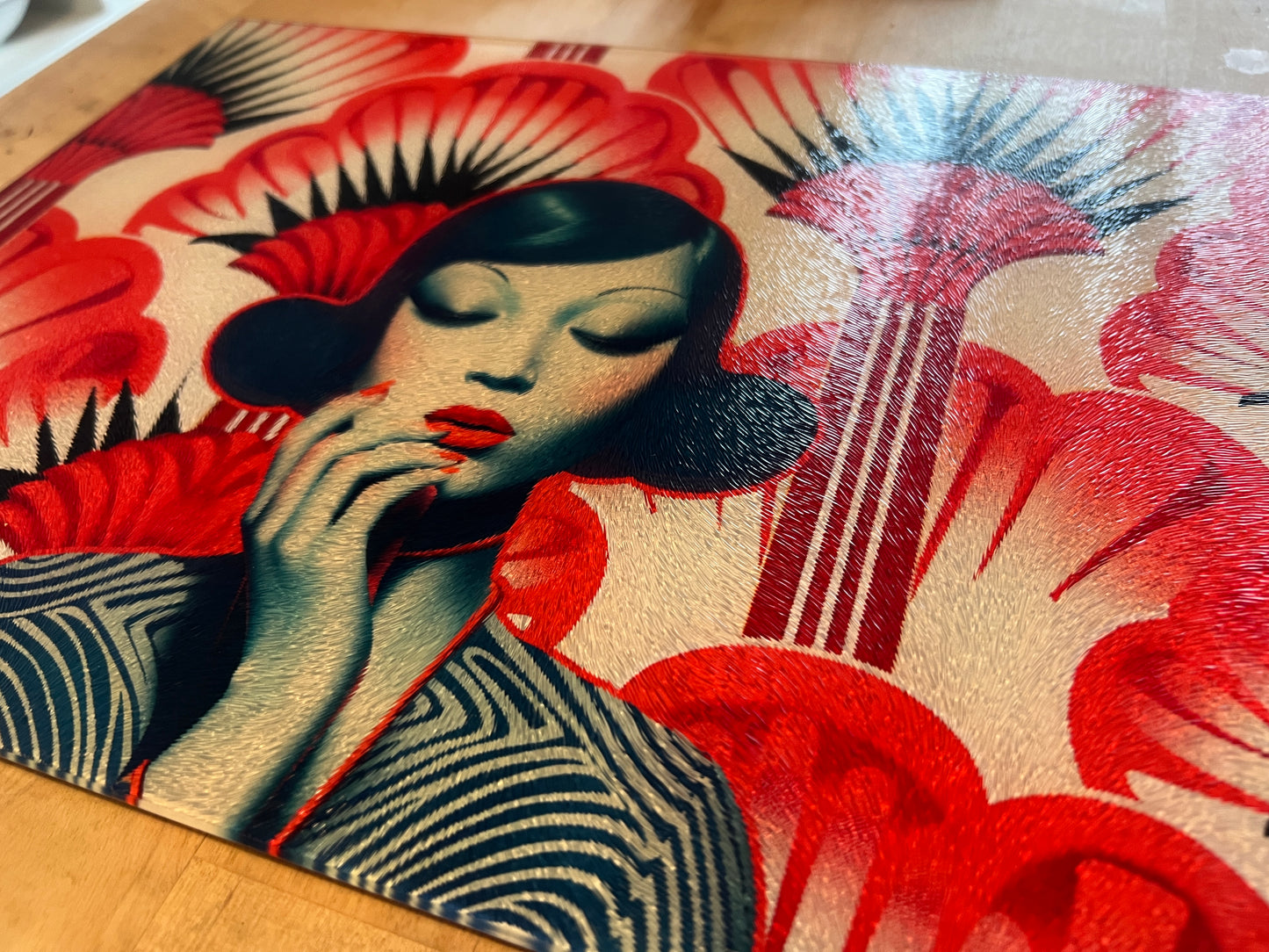 Glass Chopping Board / Serving Plate - Mei - Jinty Designs