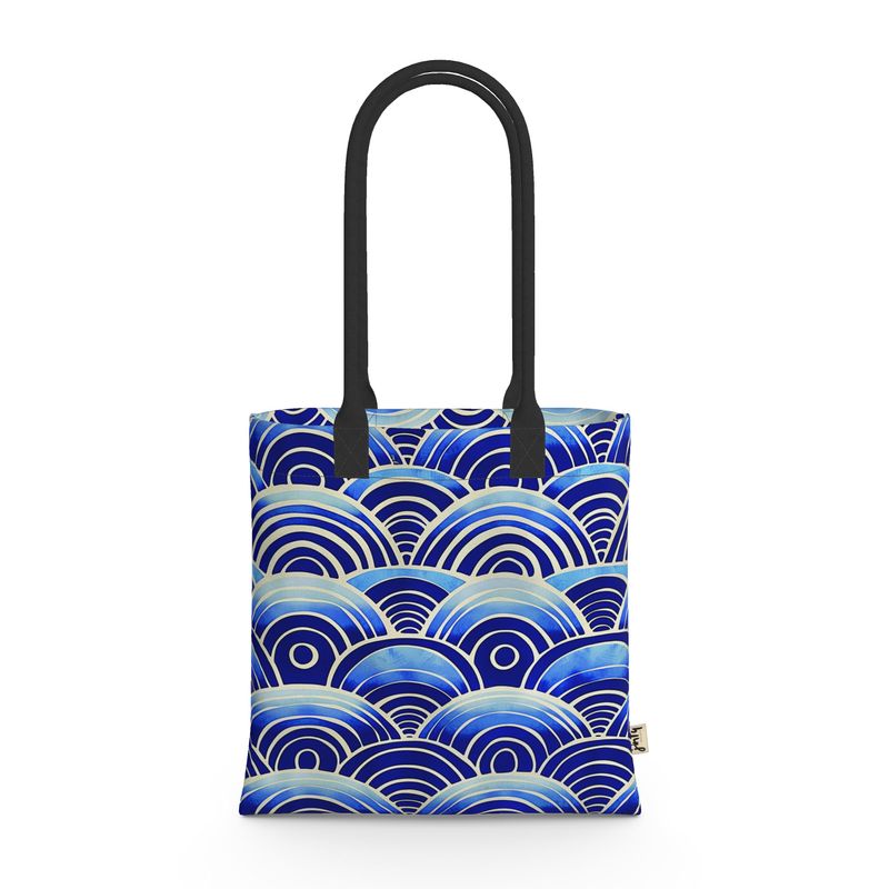 Tote Bag in Neoprene, Japanese Blue Waves