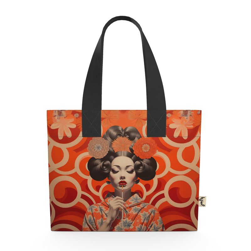 Organic Cotton Mini Tote Bag, Orange Shanghai Girl