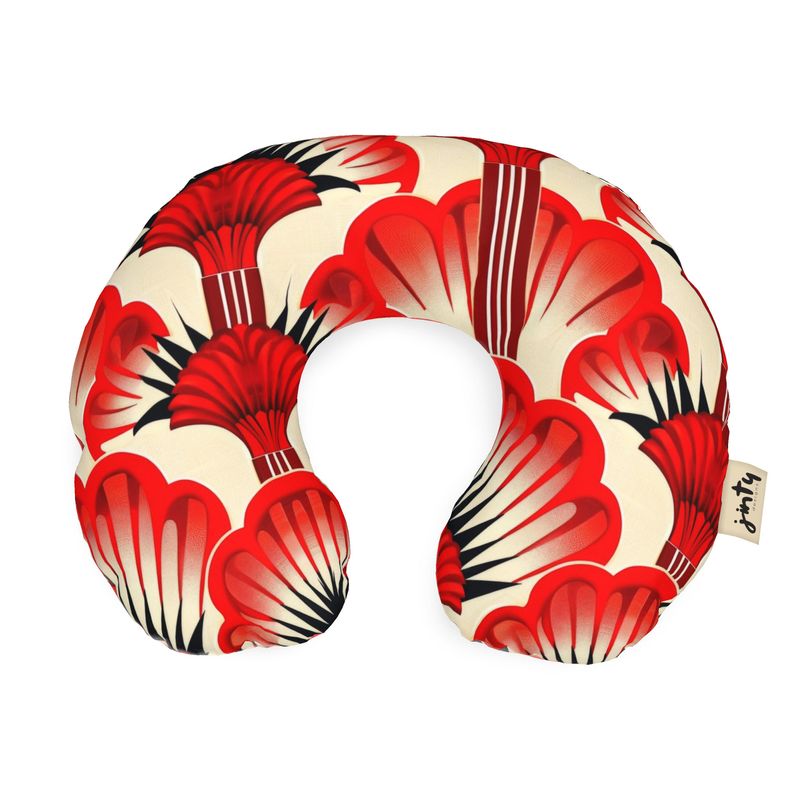 Luxury Neck Pillow, Red Feather Fans