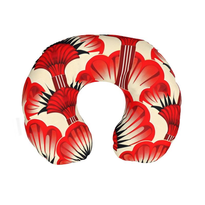 Luxury Neck Pillow, Red Feather Fans