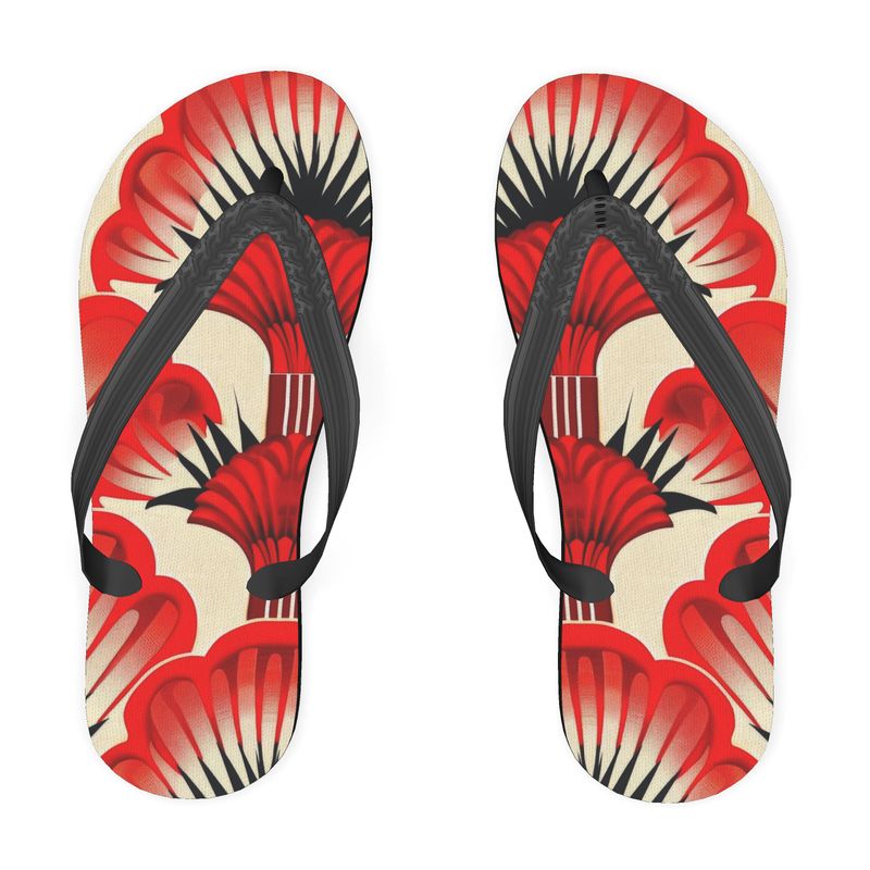 Flip Flops, Red Feather Fans