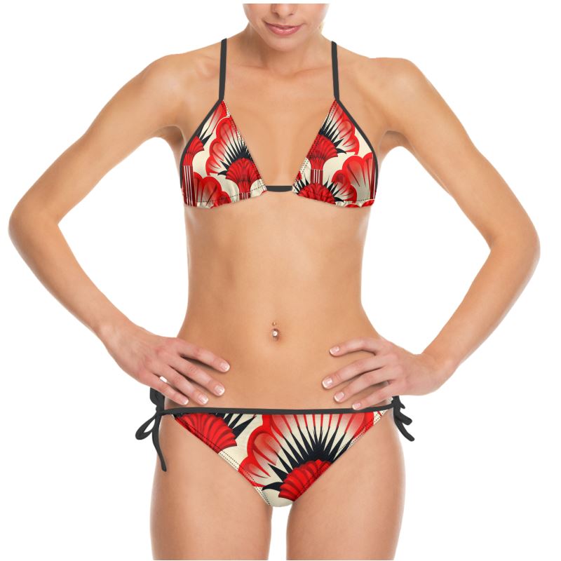 String Bikini, Red Feather Fans