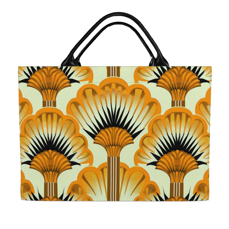 Large Carry-All Tote, Yellow Feather Fans