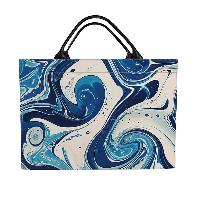 Large Carry-All Tote, Blue Marbled