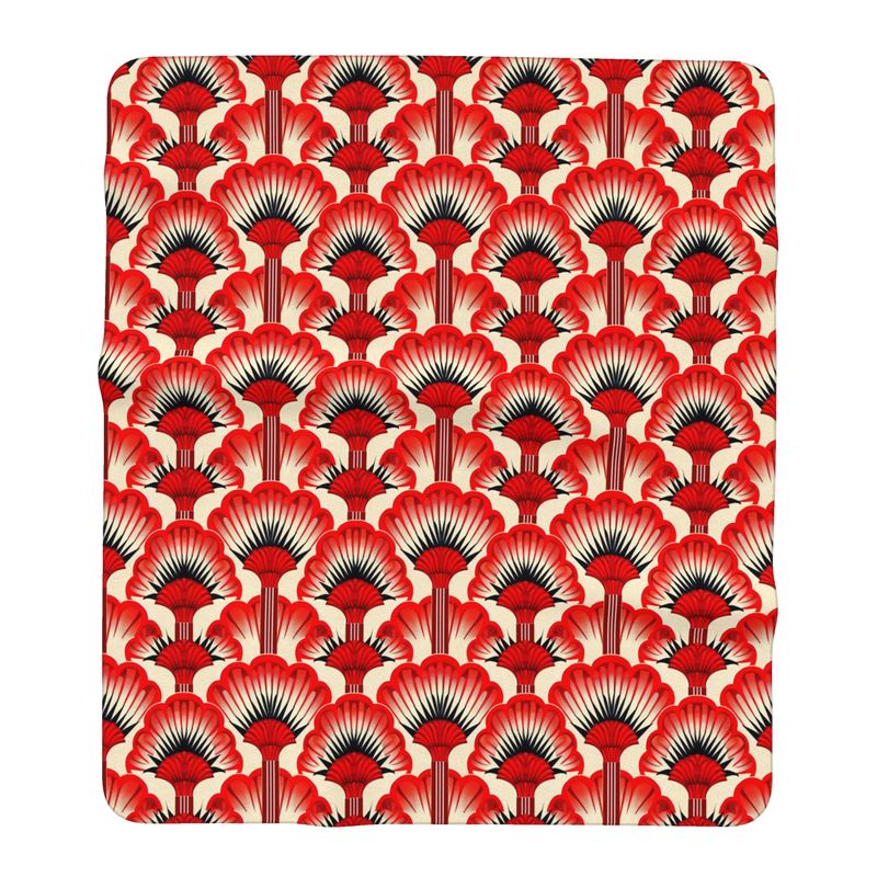 Large Microfibre Beach Towel, Red Feather fans - Jinty Designs
