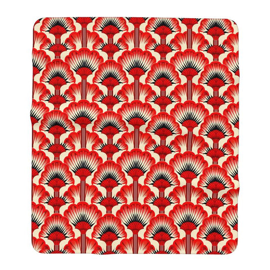 Large Microfibre Beach Towel, Red Feather fans - Jinty Designs