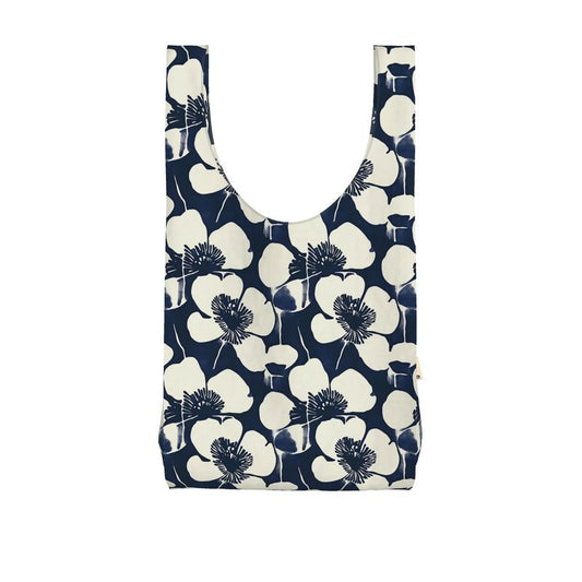 Parachute Shopper, Indigo Block Flowers