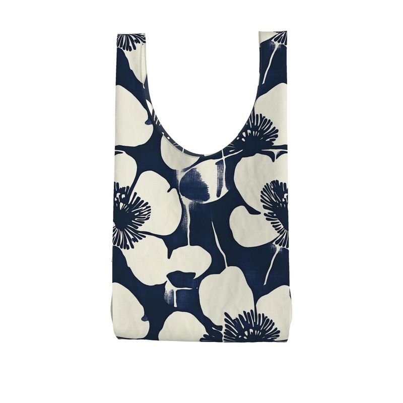 Parachute Shopper, Indigo Japanese Block Flowers