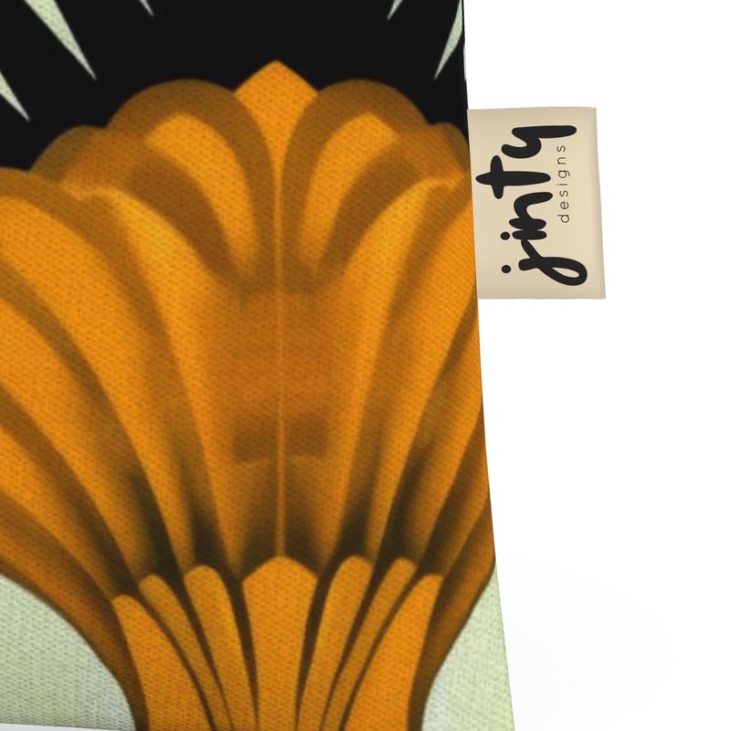 Mini Tote in Neoprene, Yellow Feather Fans - Jinty Designs