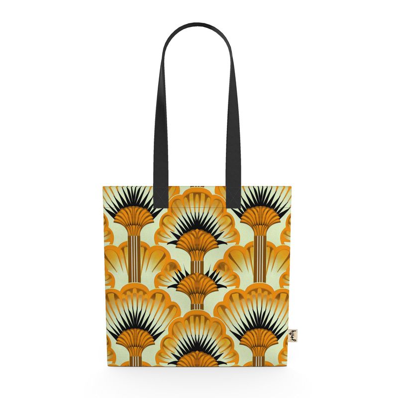 Organic Cotton Tote Bag, Yellow Feather Fans