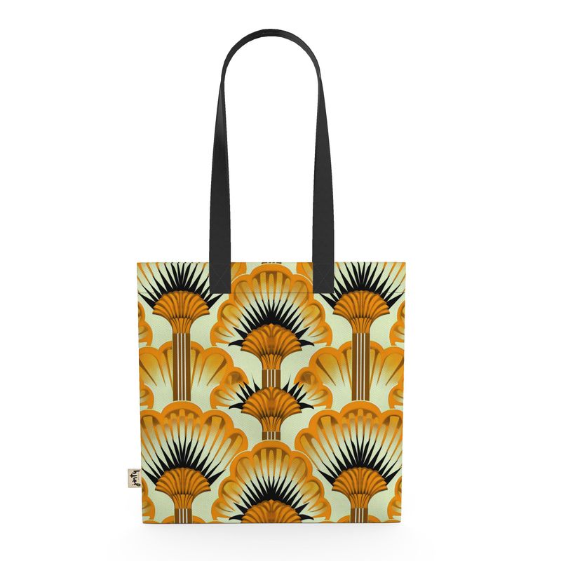 Organic Cotton Tote Bag, Yellow Feather Fans