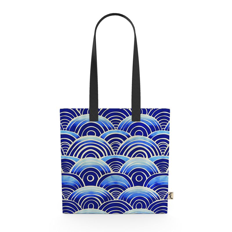 Organic Cotton Tote Bag, Japanese Blue Waves