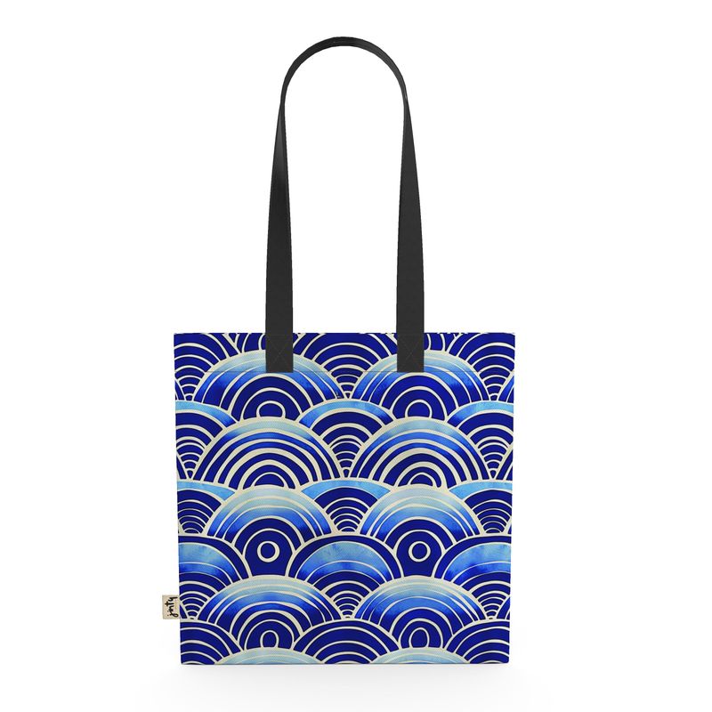 Organic Cotton Tote Bag, Japanese Blue Waves