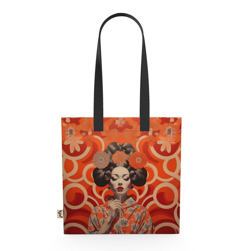 Organic Cotton Tote Bag, Orange Shanghai Girl