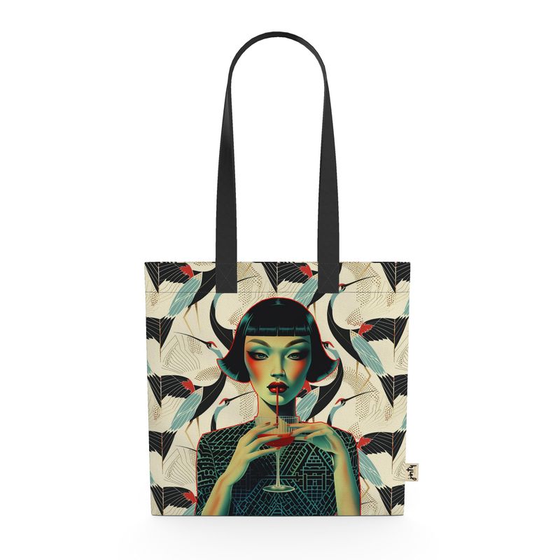 Organic Cotton Tote Bag, Shanghai Girl and Cranes