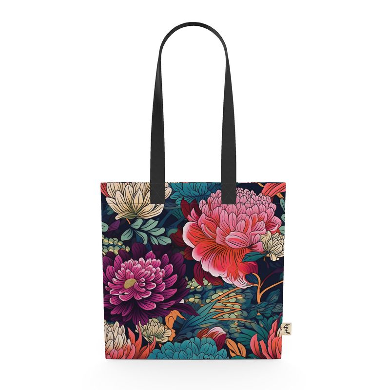 Organic Cotton Tote Bag, Asian Flowers