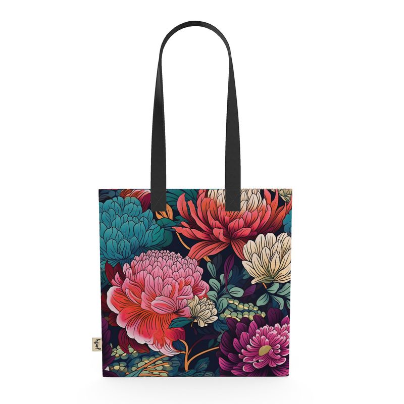 Organic Cotton Tote Bag, Asian Flowers