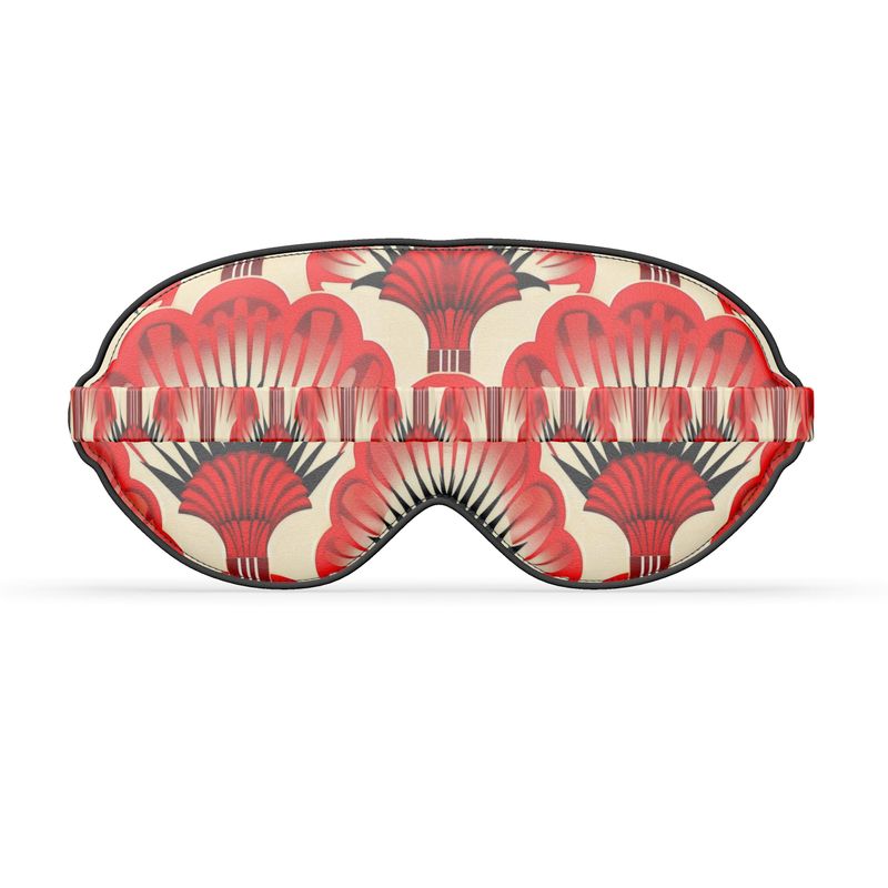 Luxury Silk Eyemask, Red Feather Fans