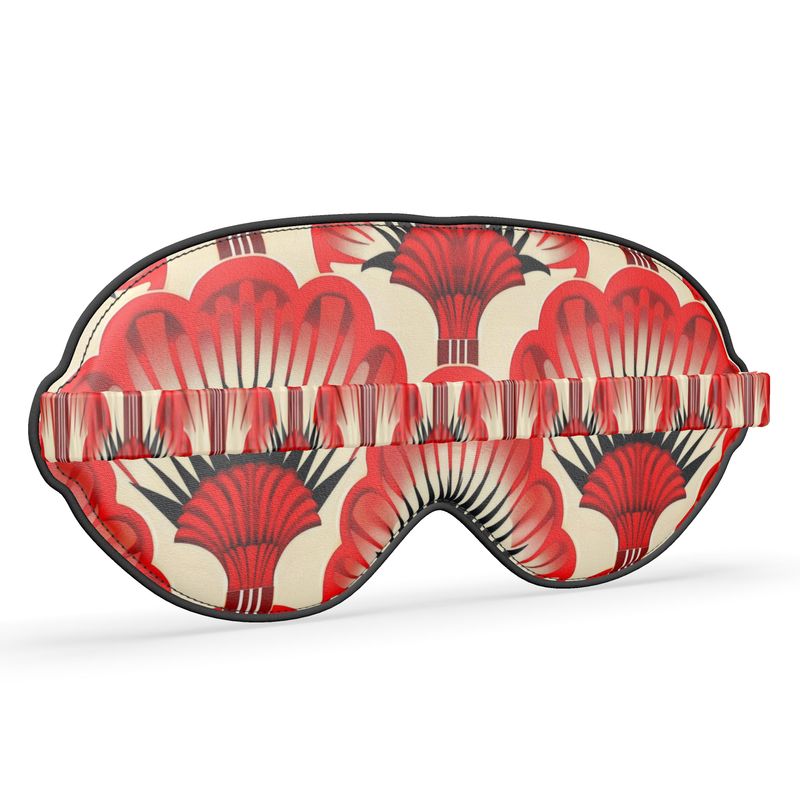 Luxury Silk Eyemask, Red Feather Fans