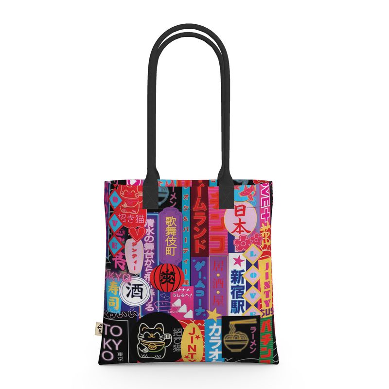 Tote Bag in Neoprene, Shinjuku Neon - Jinty Designs