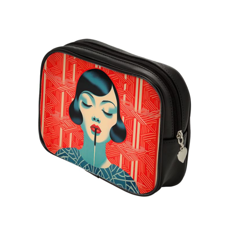 Leather Make up Bag Red Shanghai Girl