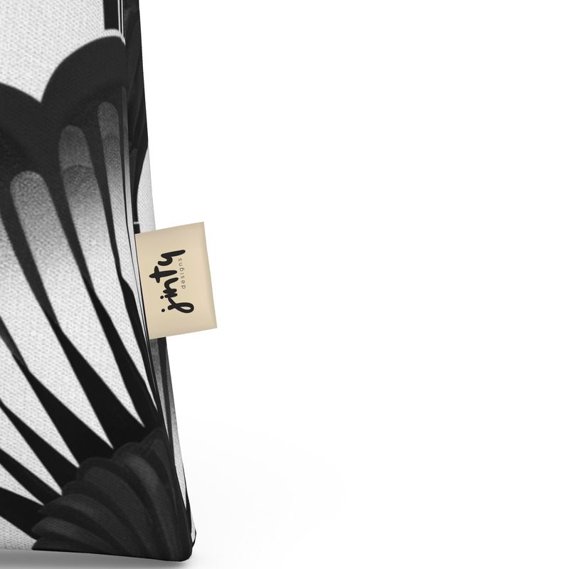 Tote Bag in Neoprene, Black and White Feather Fans - Jinty Designs