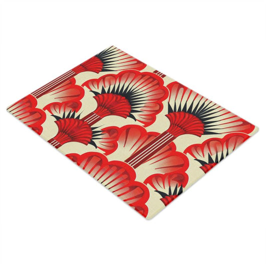 Glass Chopping Board / Serving Plate - Red Feather Fans - Jinty Designs