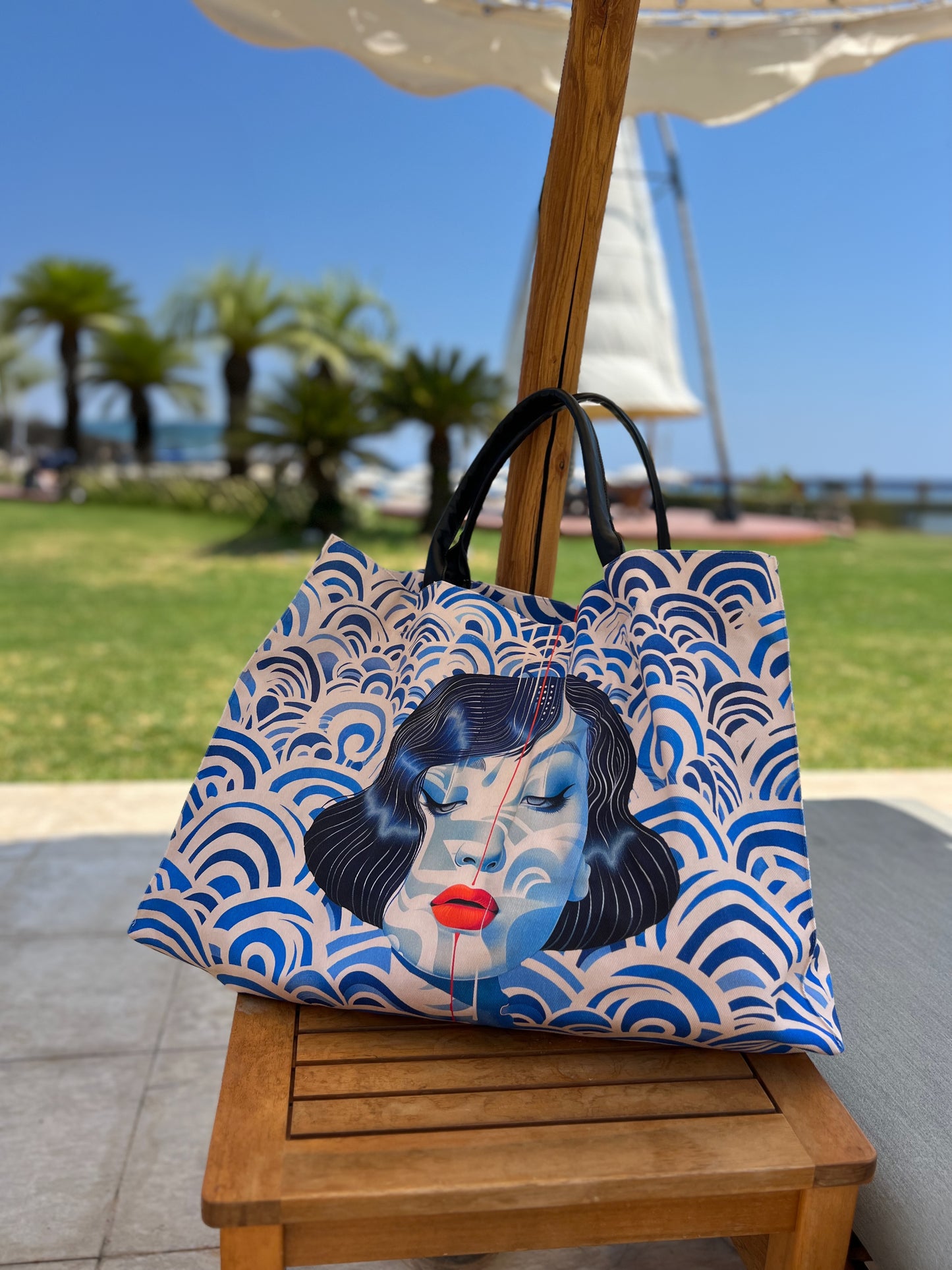 Large Carry-All Tote, Blue Shanghai Girl