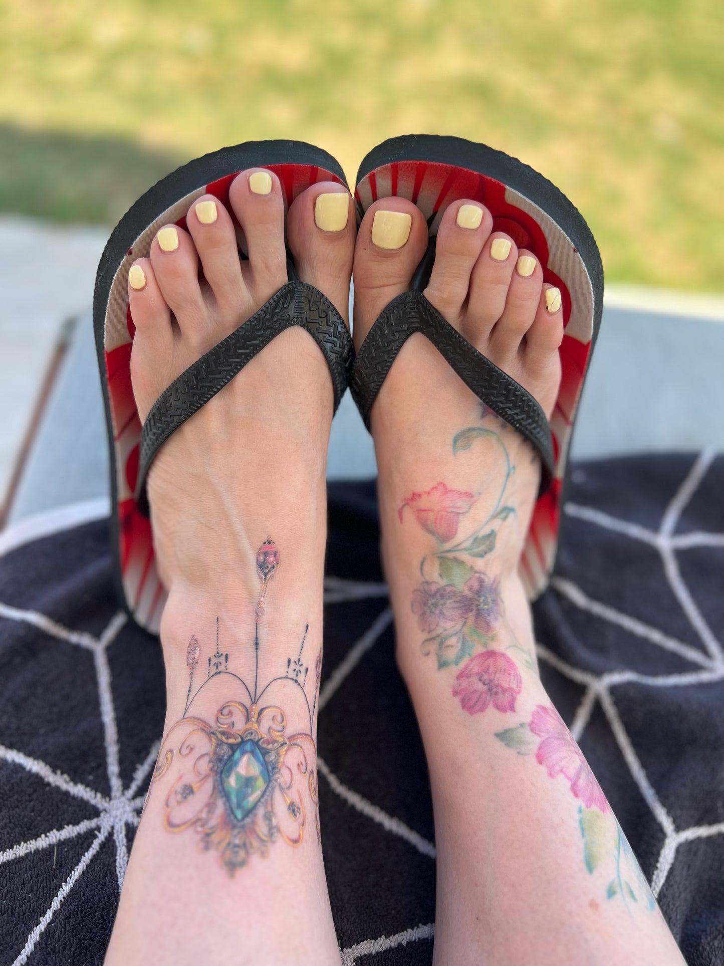 Flip Flops, Red Feather Fans