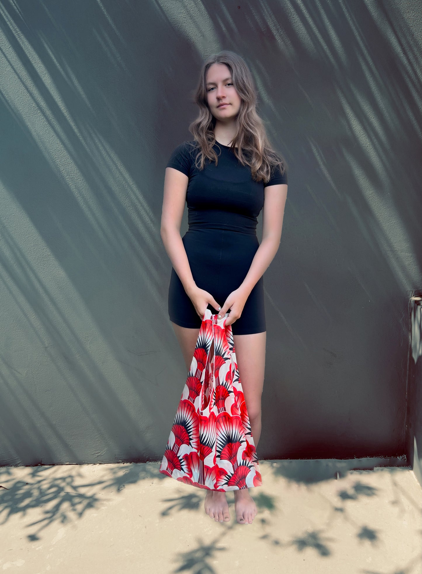 Parachute Shopper Bag, Red Feather Fans